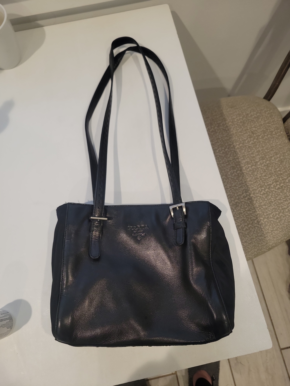 Authentic Vintage Prada Leather Shoulder Bag Quiet Luxury Y2K Minimalist 90s - Picture 7 of 11
